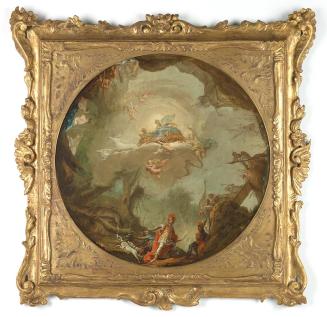 Vinzenz Fischer, Die Jagd des Agamemnon, 1763, Öl auf Leinwand, 63 × 63 cm (Bildfeld kreisförmi ...