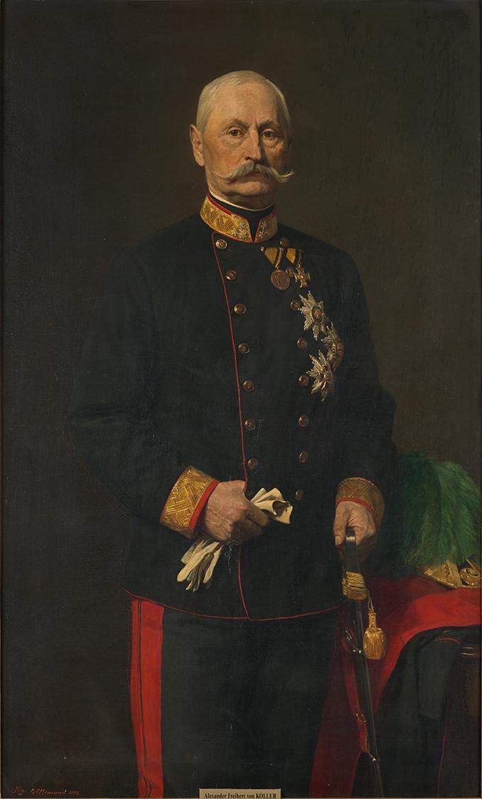 Sigmund L'Allemand, General der Kavallerie Alexander Freiherr von Koller, 1883, Öl auf Leinwand ...