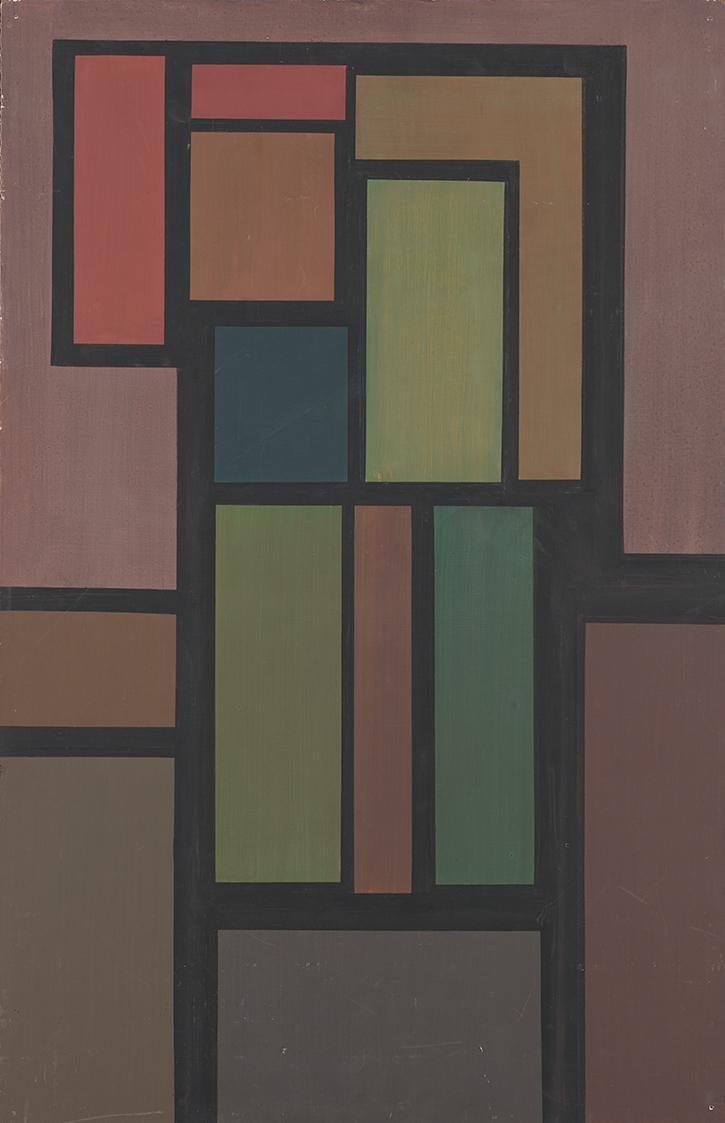 Josef Mikl, Komposition, 1954, Öl auf Hartfaserplatte, 85 x 55 cm, Artothek des Bundes, Dauerle ...