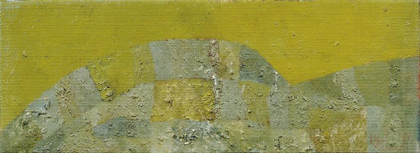 Richard Hirschbäck, Gelbe Landschaft, um 1965, Öl auf Leinwand, 22,3 × 60,2 cm, Artothek des Bu ...
