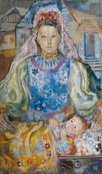 Eszter Mattioni, Mutter mit Kind aus Körösfö, um 1942, Tempera auf Leinwand, 120,5 × 72,5 cm, B ...
