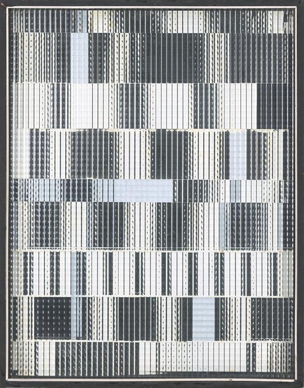 Marc Adrian, AB2, 1968, Hinterglasmontage, Collage hinter Edelitglas, 93,5 × 73 × 5 cm, Belvede ...
