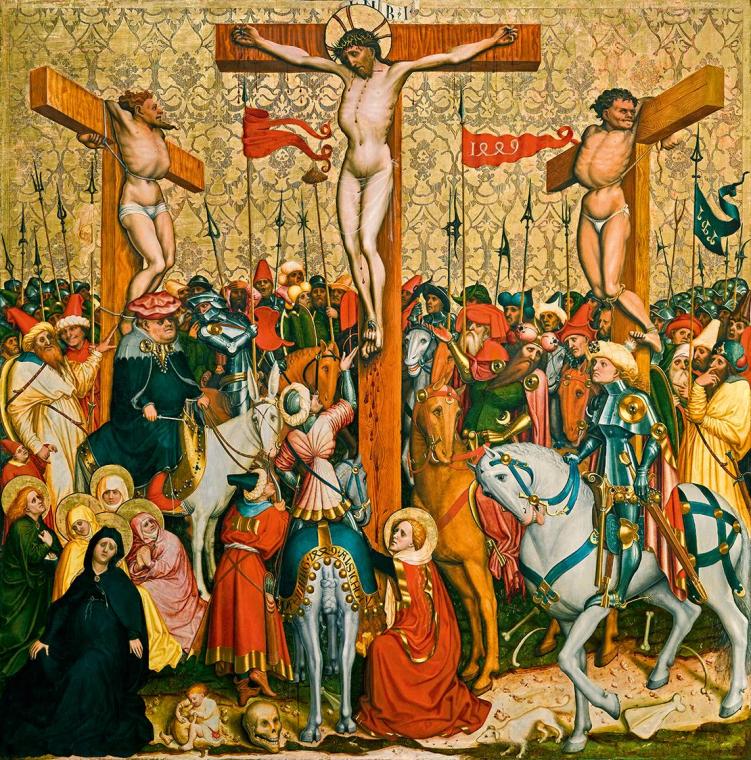 Conrad Laib, Kreuzigung Christi, 1449, Malerei auf Fichtenholz, 179 x 179 cm, Belvedere, Wien,  ...