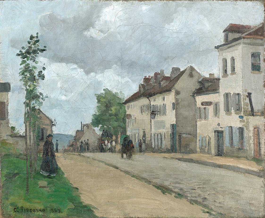 Camille Jacob Pissarro, Straße in Pontoise (Rue de Gisors), 1868, Öl auf Leinwand, 38,5 x 46,2  ...