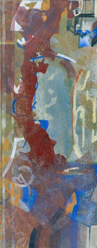 Katharina Prantl, Südliches Rot (Spanien), 1988, Tempera, Sand auf Leinwand, 131 x 50 cm, Belve ...