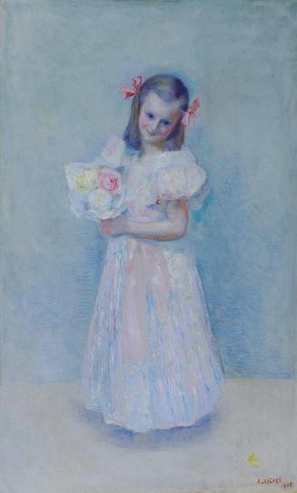 Franz Jaschke, Die Gratulantin (Anna, die Tochter des Künstlers, als Kind), 1905, Öl auf Leinwa ...