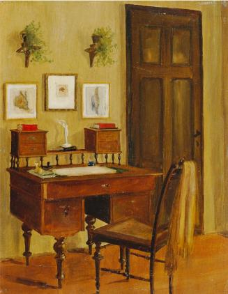 Josef Wawra, Interieur, um 1920, Öl auf Pappe, 40 × 31 cm, Belvedere, Wien, Inv.-Nr. 8536