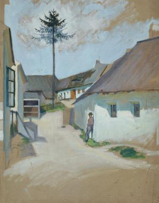 Josef Wawra, Dorfstraße, um 1920, Öl auf Leinwand, 47 x 37 cm, Belvedere, Wien, Inv.-Nr. 8537