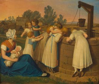 Ludwig Ferdinand Schnorr von Carolsfeld, Mädchen am Brunnen, 1817, Öl auf Holz, 20 × 23 cm, Bel ...