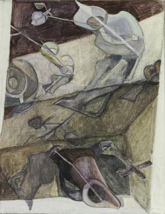 Josef Gabler, Zwei Krüge (Schwebeschaubild), 1968, Öl auf Leinwand, 62,5 x 48 cm, Belvedere, Wi ...