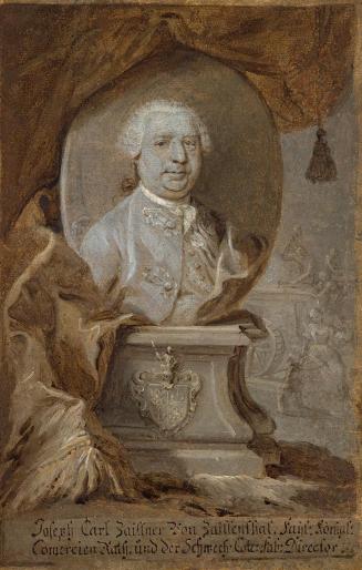 Martin Johann Schmidt, Joseph Carl Zaillner von Zaillenthal, um 1764, Öl auf Papier, 32 x 20,9  ...