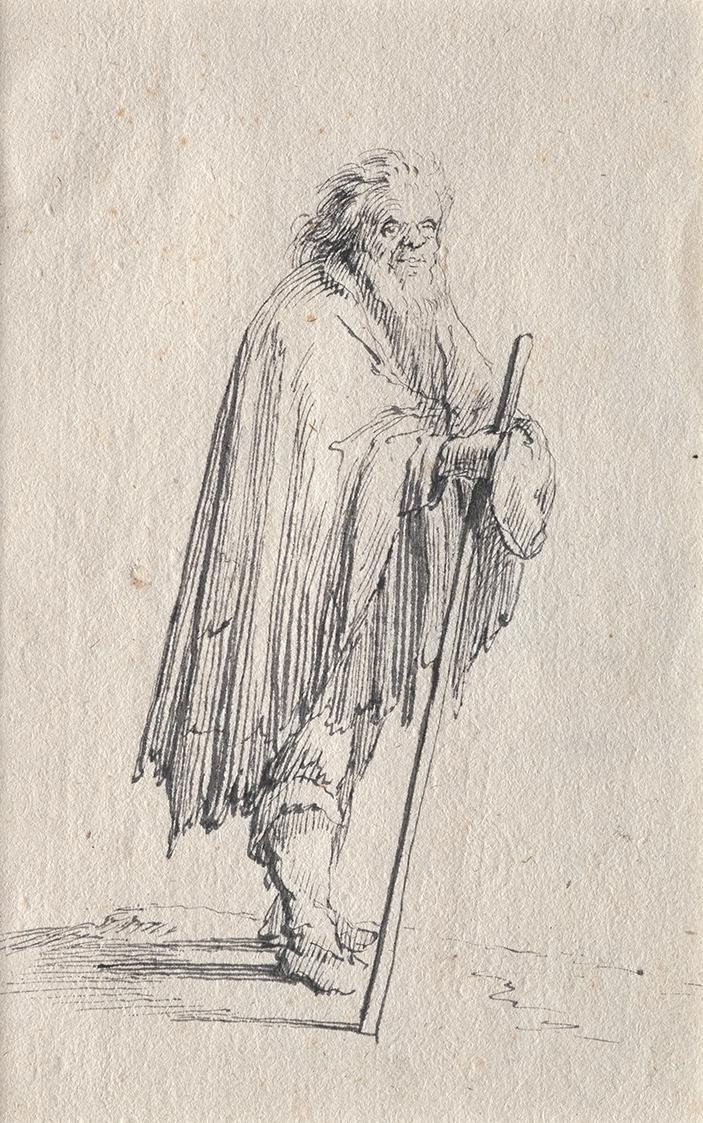 Martin Johann Schmidt, Bettler, 1753, Feder auf Papier, 15 x 9,7 cm, Belvedere, Wien, Inv.-Nr.  ...