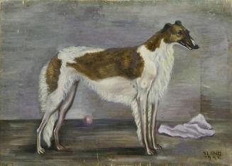 Irma Lang-Scheer, Windhund, 1941, Öl auf Sperrholz, 50 x 70 cm, Belvedere, Wien, Inv.-Nr. 8233
