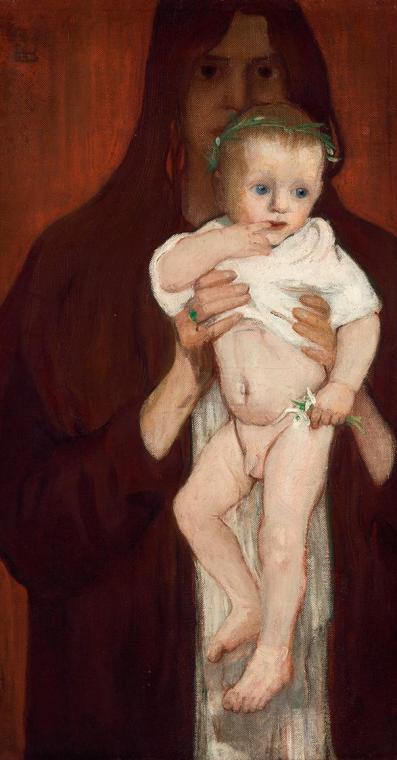 Elena Luksch-Makowsky, Ver Sacrum, 1901, Öl auf Leinwand, 94,5 × 52 cm, Belvedere, Wien, Inv.-N ...