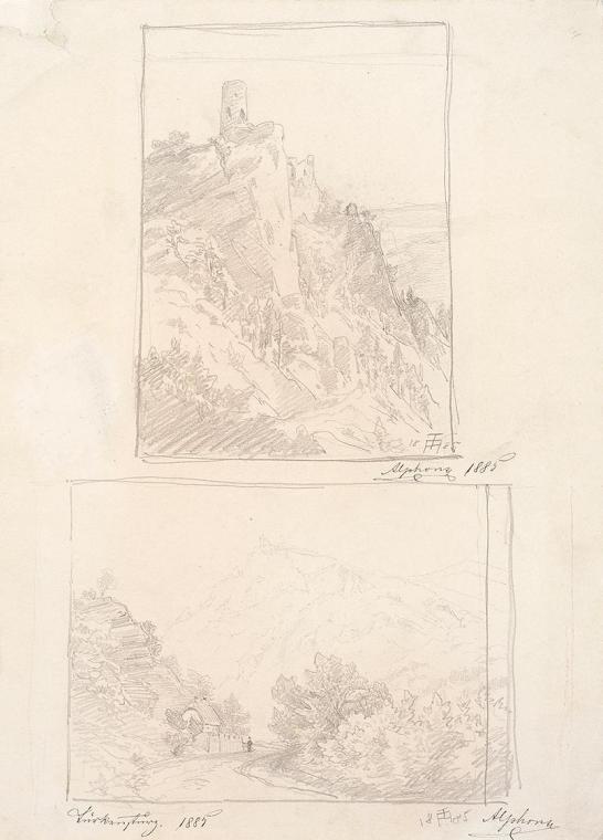 Theodor Alphons, Türkensturz - Zwei Ansichten, 1885, Bleistift auf Papier, 28,6 × 20,5 cm, Belv ...