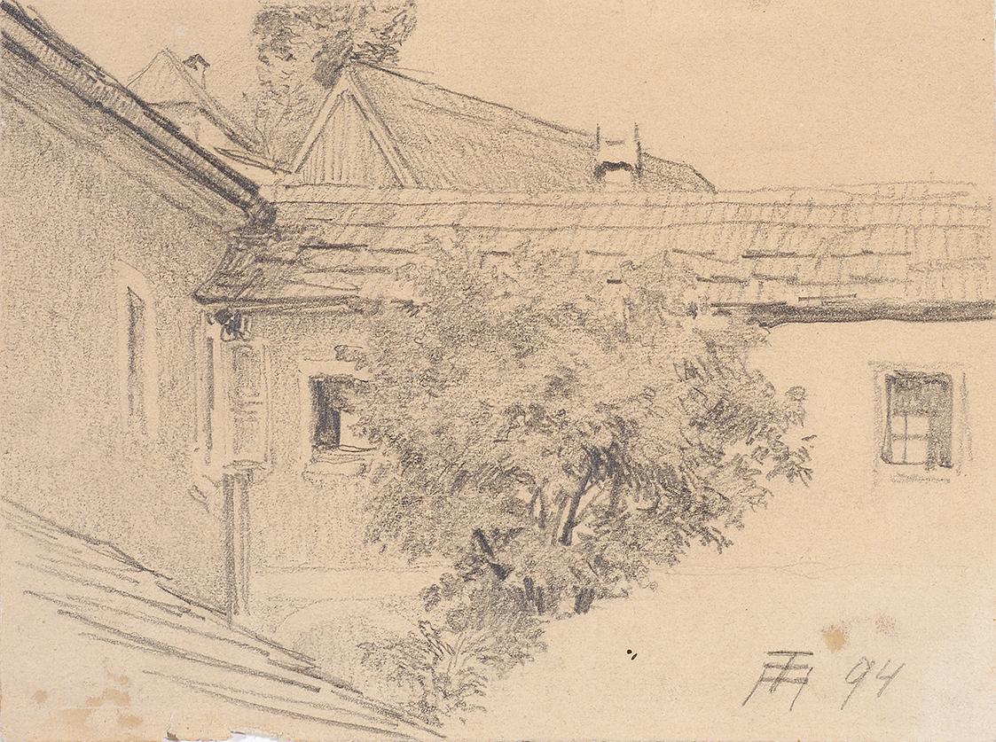 Theodor Alphons, Bauernhaus, Gebäudeecke, 1894, Bleistift auf Papier, 9,8 × 13,1 cm, Belvedere, ...