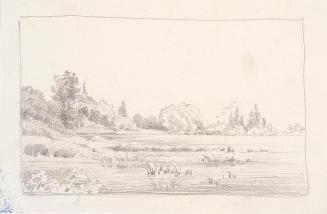 Theodor Alphons, Schloss am See - verso: Eisenhut, um 1880/1890, Bleistift auf Papier, 12,6 × 1 ...