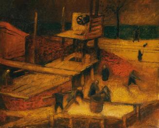 Josef Dobrowsky, Der Aufbau, 1925, Öl auf Leinwand, 56 x 68 cm, Belvedere, Wien, Inv.-Nr. 6064