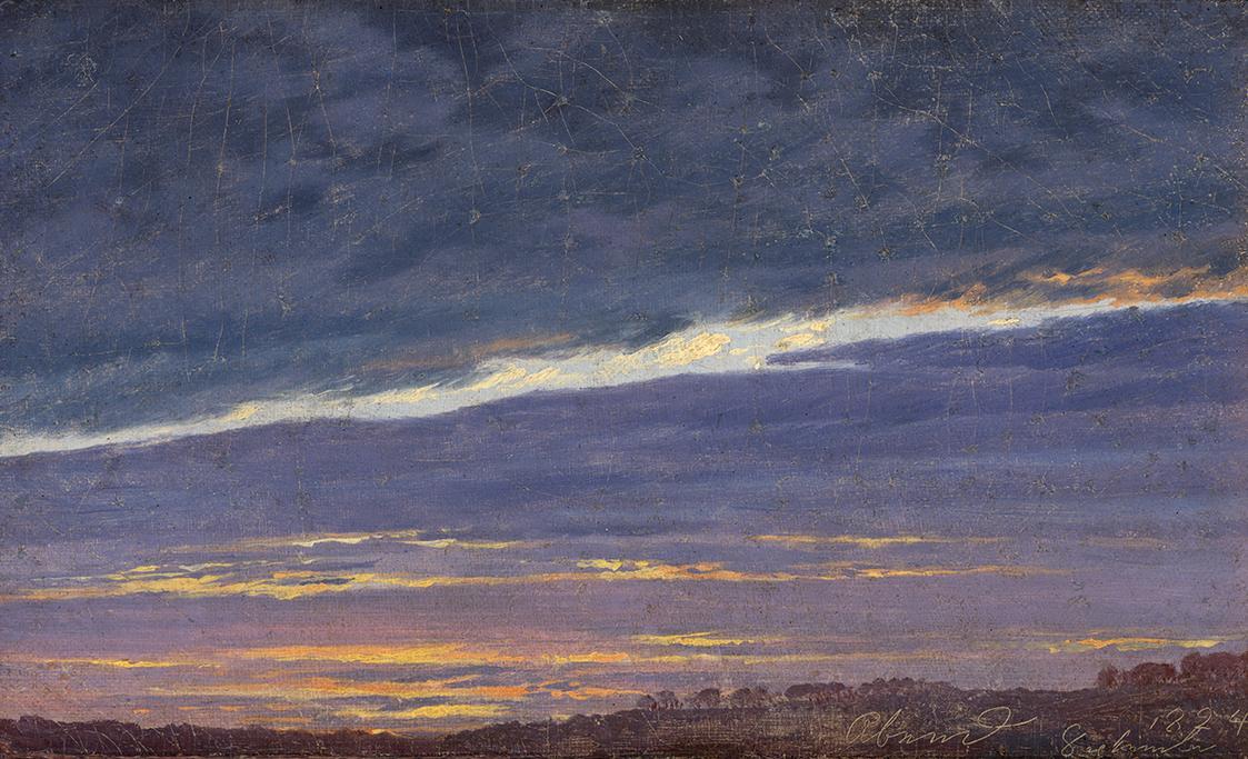 Caspar David Friedrich, Abendlicher Wolkenhimmel, 1824, Öl auf Leinwand, 12,5 x 21,2 cm, Belved ...