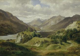 Ludwig Halauska, Tal mit Gebirge, 1861, Öl auf Leinwand, 36 x 47 cm, Belvedere, Wien, Inv.-Nr.  ...