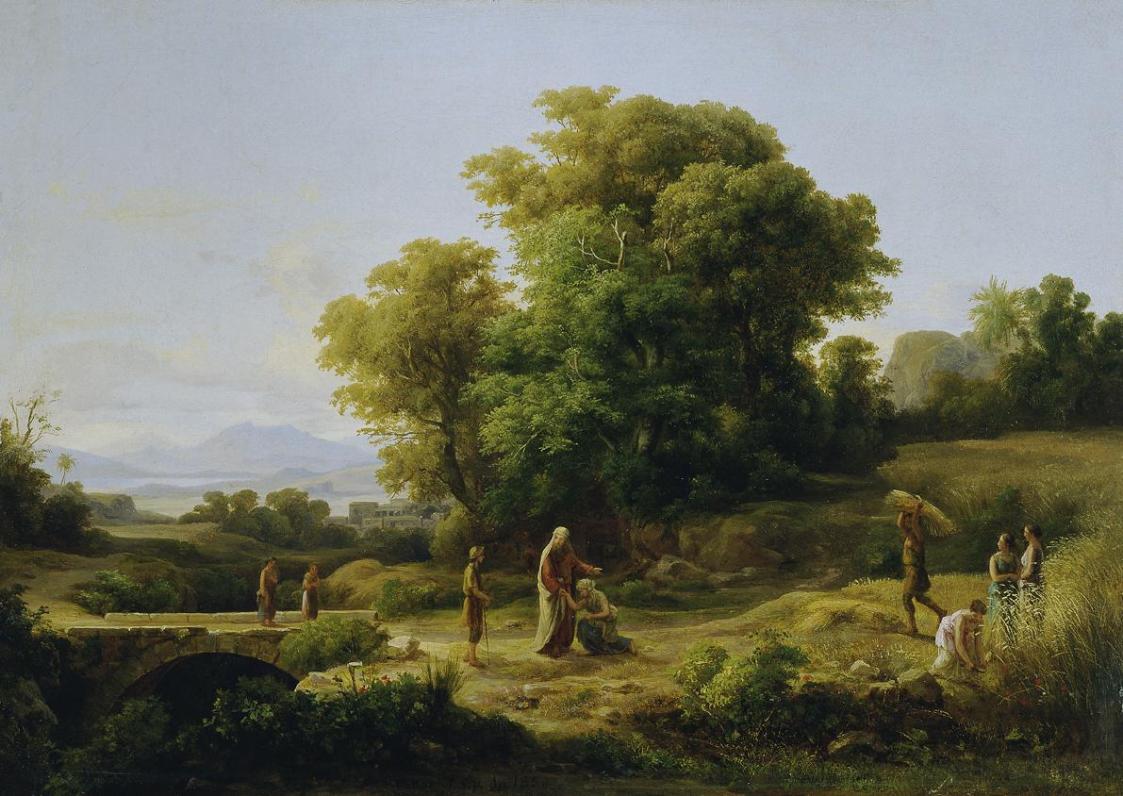 Károly Markó der Ältere, Ideale Landschaft mit Boas und Ruth, 1859, Öl auf Leinwand, 30,5 x 41, ...