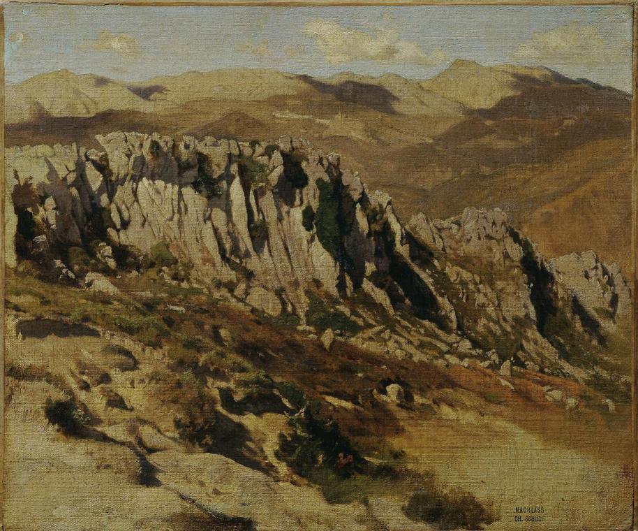 Carl Schuch, Felsenlandschaft bei Olevano, 1870, Öl auf Leinwand, 32,5 x 38 cm, Belvedere, Wien ...