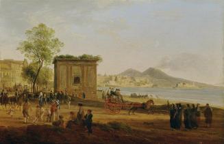 Joseph Rebell, Der Golf von Neapel mit Szenen aus dem Volksleben, 1815, Öl auf Holz, 23,5 x 36  ...