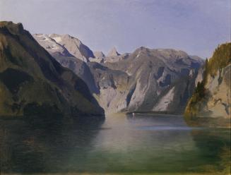 August Schaeffer von Wienwald, Blick über den Königssee, 1861, Öl auf Karton, 39,5 x 50 cm, Bel ...