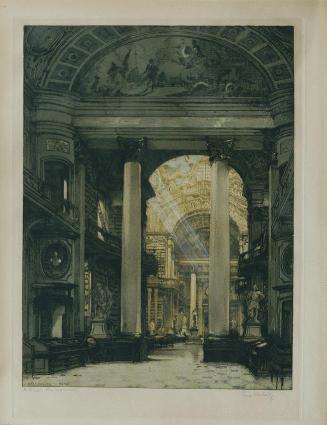 Kasimir Luigi, Die Hofbibliothek, 1909, Vierfarbige Radierung, 53 × 40 cm, Belvedere, Wien, Inv ...