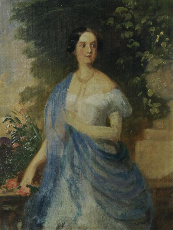 Fritz Schrotzberg, Clothilde Prinzessin Dietrichstein, um 1870, Öl auf Leinwand, 28 x 21,5 cm,  ...