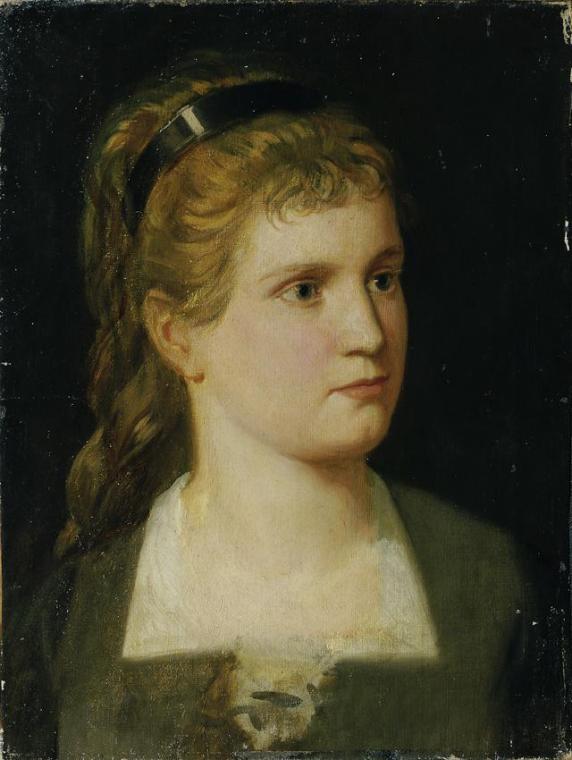 Anton Romako, Brustbild der Nichte, Käthchen Winder, Ende 1860er Jahre, Öl auf Leinwand, 47 x 3 ...