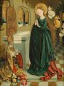 Meister von Mondsee, Maria als Tempeljungfrau im Ährenkleid, um 1497, Malerei auf Tannenholz, 5 ...