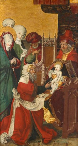 Südtiroler Maler (?), Beschneidung Christi (Innenseite); Maria einer Heimsuchung (Außenseite),  ...