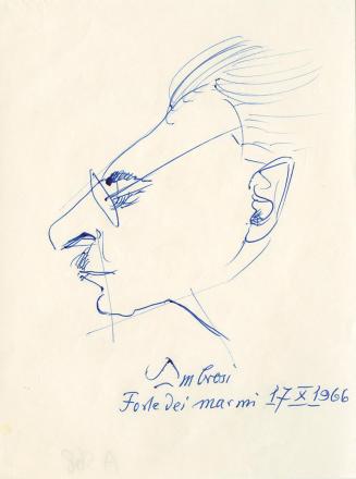 Gustinus Ambrosi, Karikatur eines Mannes im Profil (Aus der Mappe zum Haydn-Denkmal), 1966, Kug ...