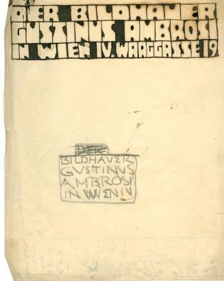 Gustinus Ambrosi, Entwurf für Briefpapier mit Adressanschrift des Künstlers (Aus der Mappe "Frü ...