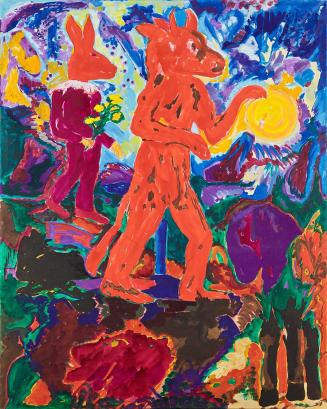 Alfred Klinkan, Sonnenscheibe, 1983, Öl auf Leinwand, ungerahmt: 200 × 160 × 2,5 cm, Belvedere, ...