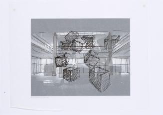 Esther Stocker, Entwurf zum Display für die Ausstellung "Utopie Gesamtkunstwerk", 2011, Schwarz ...