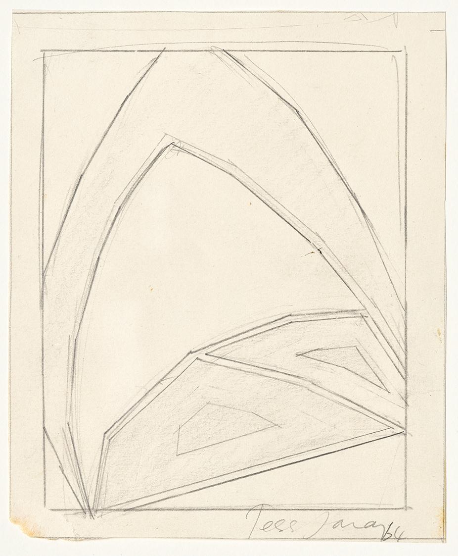 Tess Jaray, Untitled (Study towards: St. Stephen's Way II), 1964, Graphit auf Papier, 14,5 × 12 ...