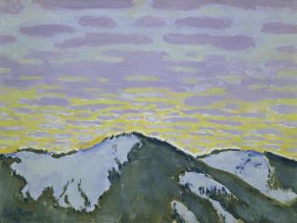Koloman Moser, Verschneite Berggipfel in der Dämmerung, 1913, Öl auf Leinwand, kaschiert auf Ka ...