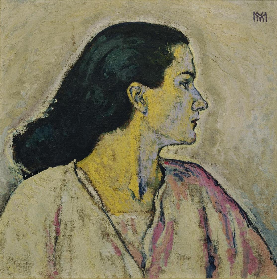 Koloman Moser, Frauenbildnis im Profil, um 1913, Öl auf Leinwand, 50 x 50 cm, Belvedere, Wien,  ...