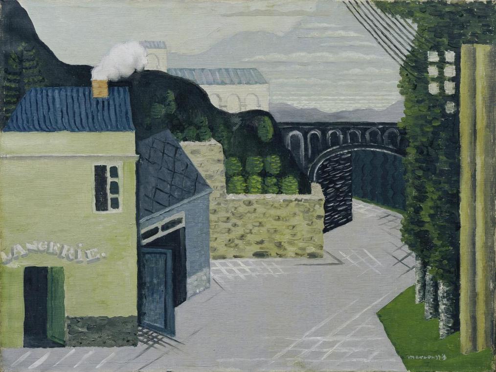 Louis Casimir Ladislas Marcoussis, Stadt mit Viadukt, um 1930, Öl auf Leinwand, 46 x 61 cm, Bel ...