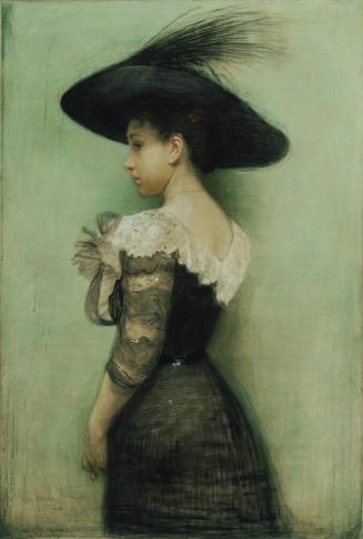 John Quincy Adams, Dame mit schwarzem Kleid und Hut (Alice Hauser), 1901, Pastell auf Leinwand, ...