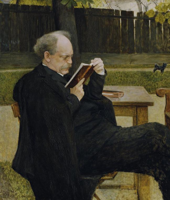 Emanuel Baschny, Lesender Mann, 1905, Öl auf Holz, 100 x 85 cm, Belvedere, Wien, Inv.-Nr. 699