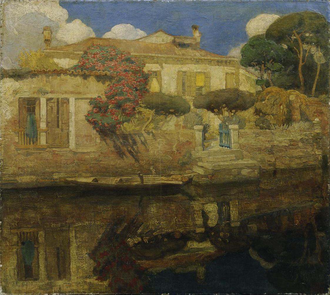 Vettore Zanetti-Zilla, Das Haus des Malers, 1897, Öl auf Leinwand, 126 x 140 cm, Belvedere, Wie ...