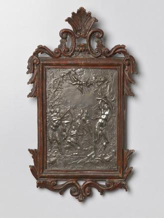Unbekannter Künstler, Heiliger Sebastian, 18. Jahrhundert, Kupfer, versilbert, 28,8 × 20 cm, Be ...