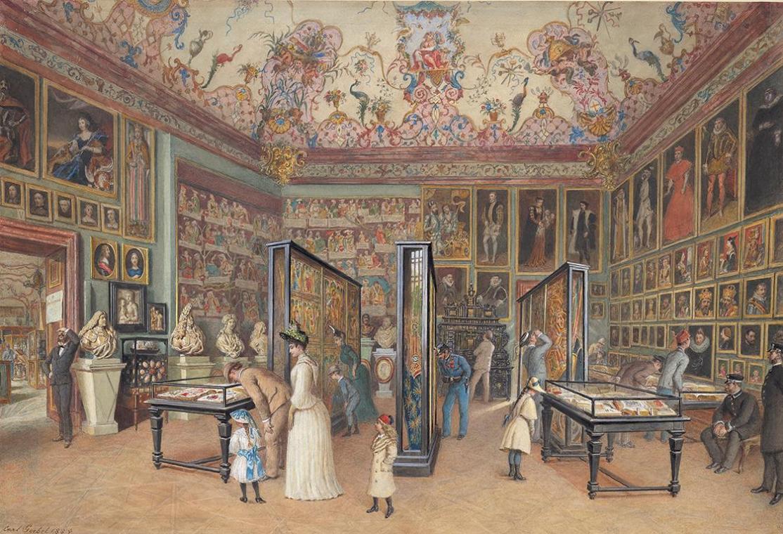 Carl Goebel, Der Stammbaumsaal, 1888, Aquarell auf Papier, 51,7 × 76,8 cm, Belvedere, Wien, Inv ...