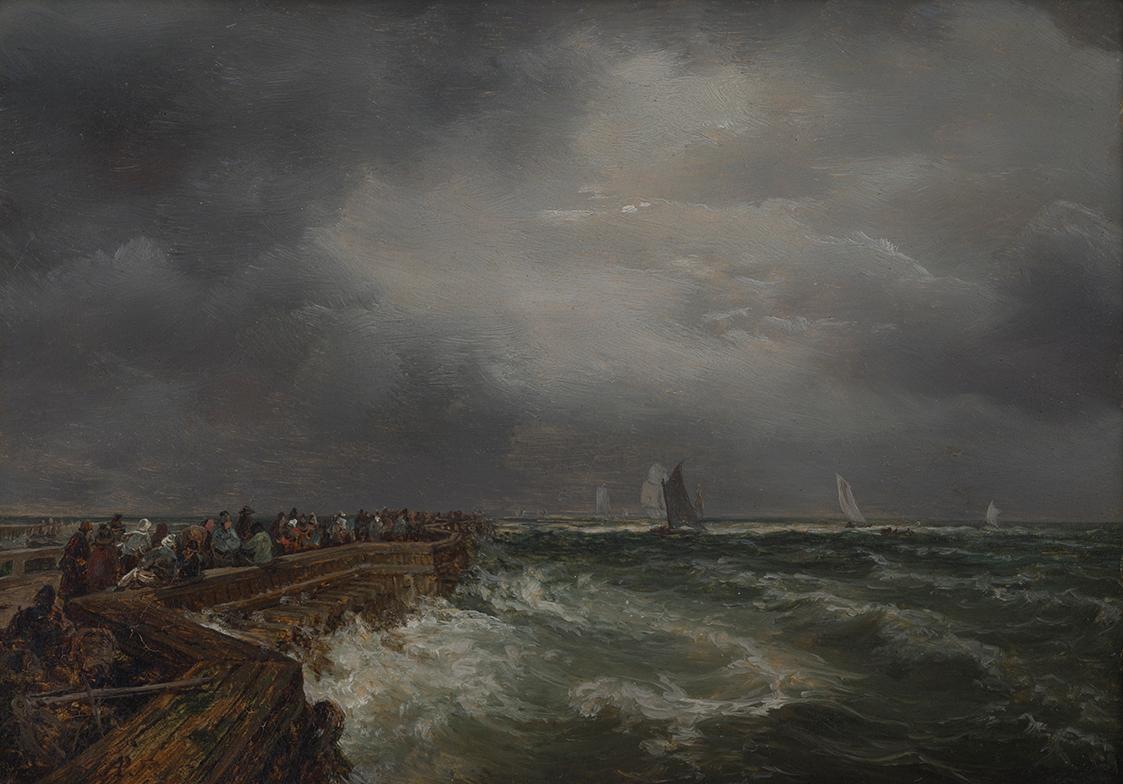 August Piepenhagen, Hafenstück, 1859 (?), Öl auf Holz, 15,5 × 21 cm, Schenkung Sammlung Maurer, ...