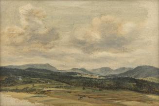 Friedrich August Mathias Gauermann, Voralpen-Panorama, um 1830/1840, Öl auf Karton, 20 × 30 cm, ...