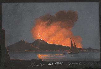 Giorgio Glass, Neapel, Vesuv-Eruption, 1805, Gouache auf schwarzem Papier, 7 × 10,5 cm, Schenku ...