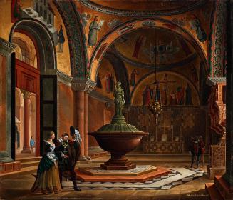 Giovanni Battista de Pian, Das Innere des Baptisteriums von San Marco in Venedig, 1837, Öl auf  ...